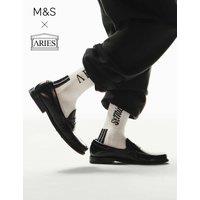 M&S x Aries Logo Pima Cotton Rich Sports Socks White