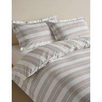 M&S Egyptian Cotton Wide Stripe Printed Bedding Set Mink