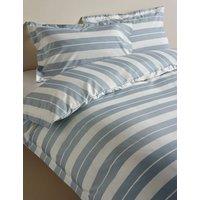 M&S Egyptian Cotton Wide Stripe Printed Bedding Set Slate Blue