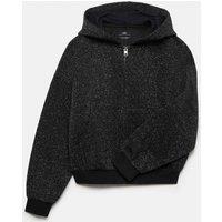 M&S Cotton Rich Sparkle Zip Hoodie Black