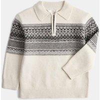 M&S Cotton Blend Fair Isle Zip Jumper (2-8 Yrs) Cream Mix