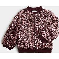 M&S Sequin Collared Bomber Jacket Pink Mix