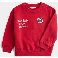 M&S Cotton Rich Christmas Sweatshirt (2-8 Yrs) Red