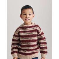 M&S Cotton Blend Striped Jumper Burgundy Mix