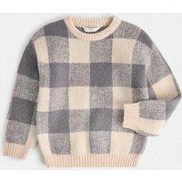 M&S Checked Knitted Jumper Grey Mix