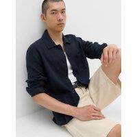 M&S Pure Cotton Double Cloth Overshirt Navy