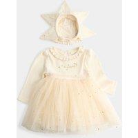 M&S 2 Pack Cotton Rich Dress with Star Headband (0-3 Yrs) Cream