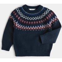 M&S Knitted Fairisle Jumper Navy