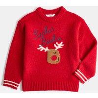 M&S Christmas Reindeer Knitted Jumper (2-8 Yrs) Red