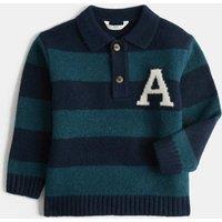 M&S Striped Rugby Knitted Jumper (2-8 Yrs) Green Mix
