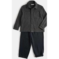 M&S 2pc Cotton Rich Waffle Shirt Outfit (2-8 Yrs) Grey Mix