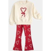 M&S Cotton Rich Christmas Top & Bottom Outfit (2-8 Yrs) Red
