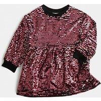 M&S Sequin Round Neck Sweatshirt Dress (2-10 Yrs) Rouge