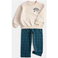 M&S 2 Piece Cotton Rich Santa's Workshop Outfit (2-8 Yrs) Green Mix