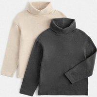 M&S 2 Pack Cotton Blend Roll Neck Tops (2-8 Yrs) Neutral