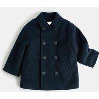 M&S Borg Lined Pea Coat (2-8 Yrs) Navy
