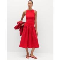 M&S Jersey Ribbed Midi Drop Waist Dress Chilli