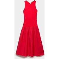 M&S Jersey Ribbed Midi Drop Waist Dress Chilli