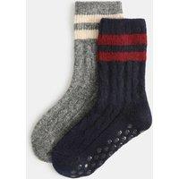 M&S 2 Pack Fluffy Sports Slipper Socks (6 Small-7 Large) Multi