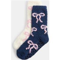 M&S 2 Pack Cosy Bow Slipper Socks (6 Small-7 Large) Pink Mix