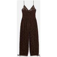M&S Cotton Rich Lace Balloon Jumpsuit Peat