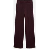 M&S Woven Straight Leg Trousers with Stretch Dark Burgundy