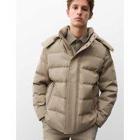 Autograph Feather and Down Technical Wool Puffer Jacket Sable