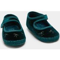 M&S Baby Velvet Ballet Pram Shoes (0-18 Mths) Navy