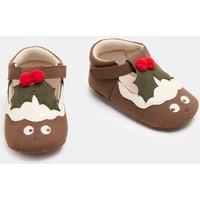 M&S Baby Christmas Pudding Pram Shoes (0-18 Mths) Brown Mix