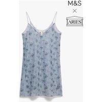 M&S x Aries Sheer Floral Print Strappy Nightie Grey