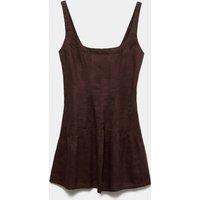 M&S Pure Linen Square Neck Peplum Top Peat