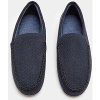 M&S Herringbone Moccasin Slippers with Freshfeet Navy