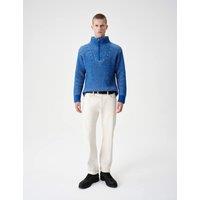 M&S Wool Blend Funnel Neck Plaited Jumper Dark Blue