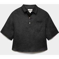 M&S Pure Linen V-Neck Relaxed Top Black