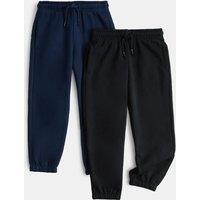 M&S 2 Pack Cotton Rich Joggers (2-8 Yrs) Navy Mix
