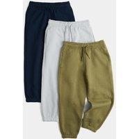 M&S 3 Pack Cotton Rich Joggers (2-8 Yrs) Navy Mix