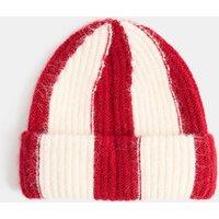 M&S Striped Beanie Hat Red Mix