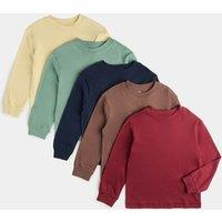 M&S 5 Pack Pure Cotton Tops (2-8 Yrs) Burgundy Mix