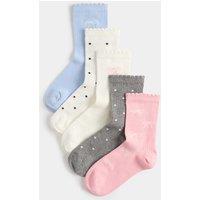 M&S 5 Pack Cotton Rich Bow Socks (6 Small-7 Large) Multi