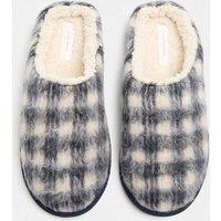M&S Brushed Checked Mule Slippers with Freshfeet Navy Mix