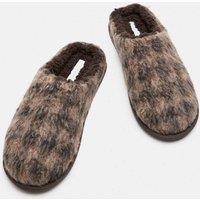 M&S Brushed Checked Mule Slippers with Freshfeet Brown Mix