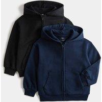 M&S 2 Pack Cotton Rich Hoodies (2-8 Yrs) Navy Mix