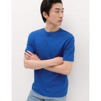 M&S Relaxed Fit Cotton Blend Ultimate Performance T-Shirt Cobalt
