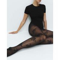 M&S Floral Mesh Tights Black