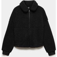 Goodmove Borg Zip Up Collared Neck Fleece Jacket Black