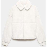 Goodmove Borg Zip Up Collared Neck Fleece Jacket Ivory