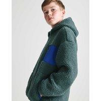 M&S Borg Zip Through Jumper (6-16 Yrs) Green