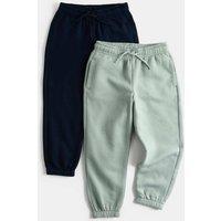 M&S 2 Pack Cotton Rich Joggers (2-8 Yrs) Green Mix