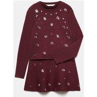 M&S 2 Piece Knitted Embellished Skirt Set (6-16 Yrs) Burgundy