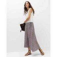 M&S Cotton Rich Gingham Midaxi Circle Skirt Brown Mix